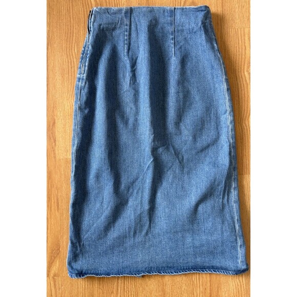 J Crew Light Wash Denim Pencil Skirt Front Slit Size 25 - Picture 3 of 8
